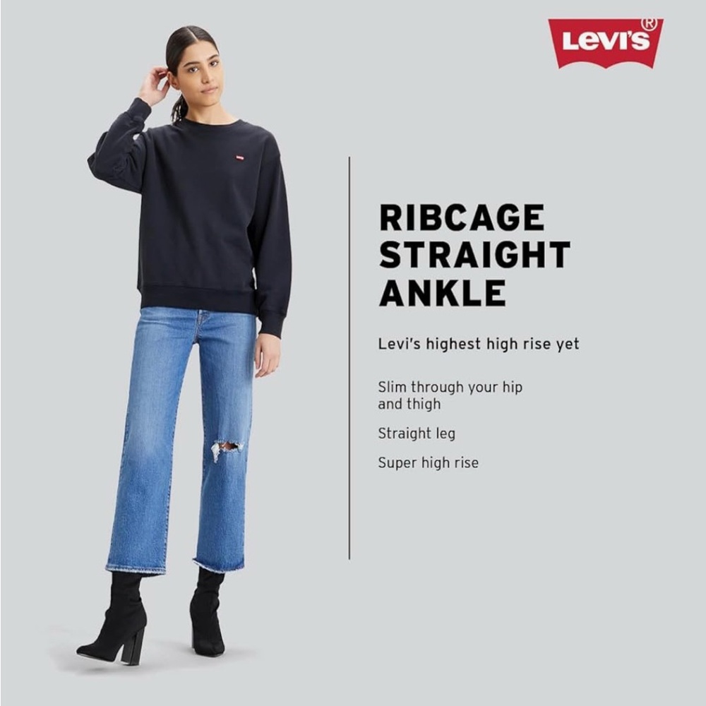 Levi's Ribcage Straight Ankle Distressed Jeans - Picture 5 of 15